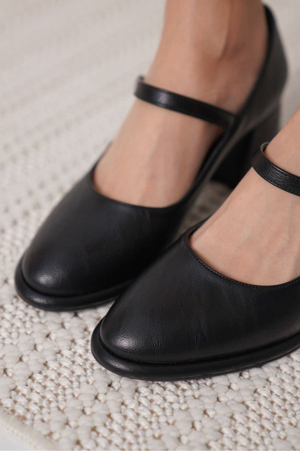 Scarpax Slay Siyah Cilt Kadın Topuklu Ayakkabı