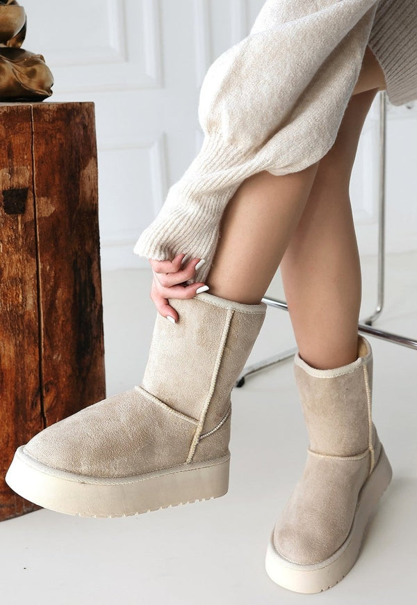 Scarpax Sophia Bej Süet Bot