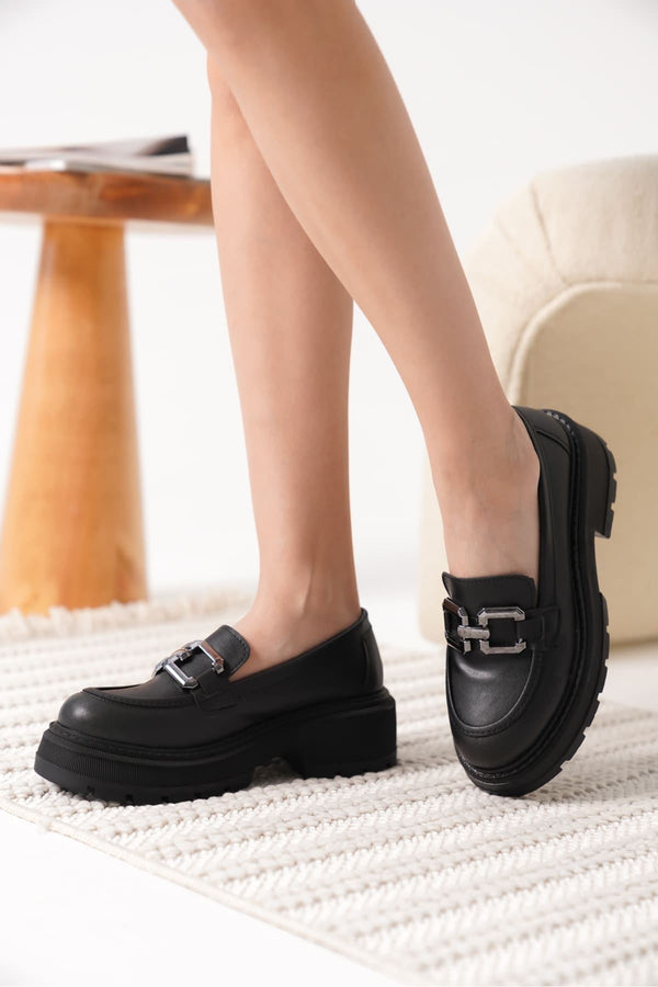 Scarpax Terry Cilt Siyah Kadın Loafer - SCARPAX
