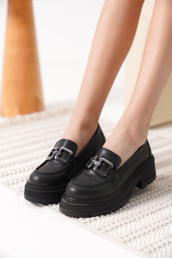 Scarpax Terry Cilt Siyah Kadın Loafer - SCARPAX