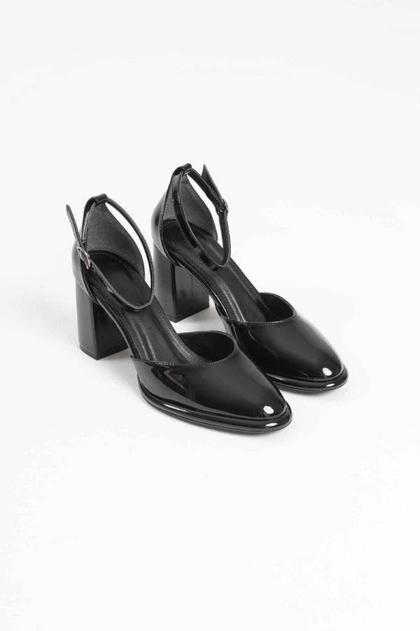 Scarpax Theresa Siyah Rugan Kadın Topuklu Ayakkabı