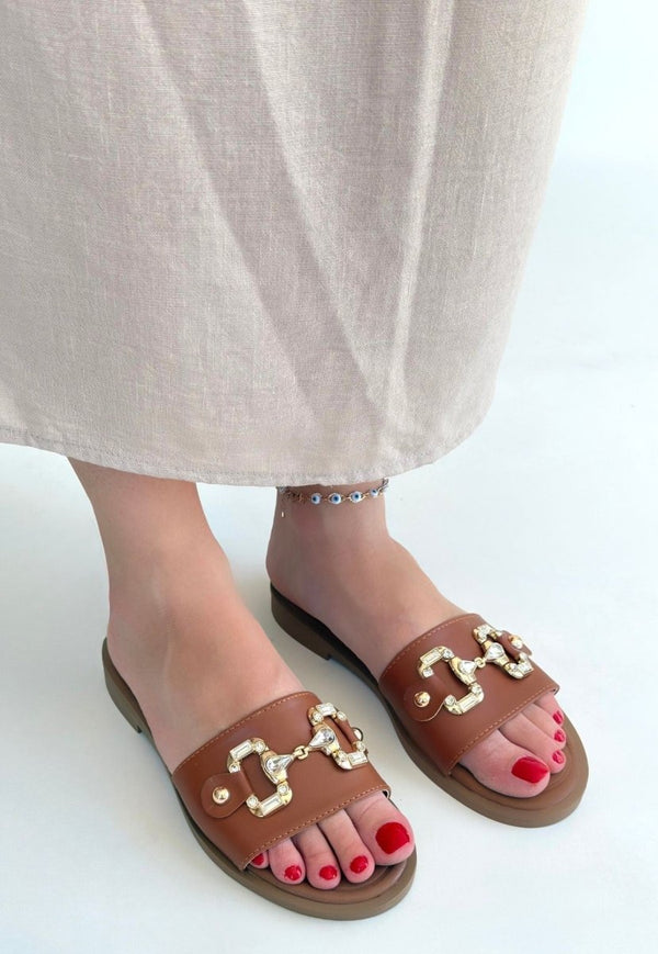 Scarpax Toha Taba Cilt Tokalı Terlik