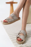 Scarpax Tyna Süet Gri Taşlı Kadın Terlik