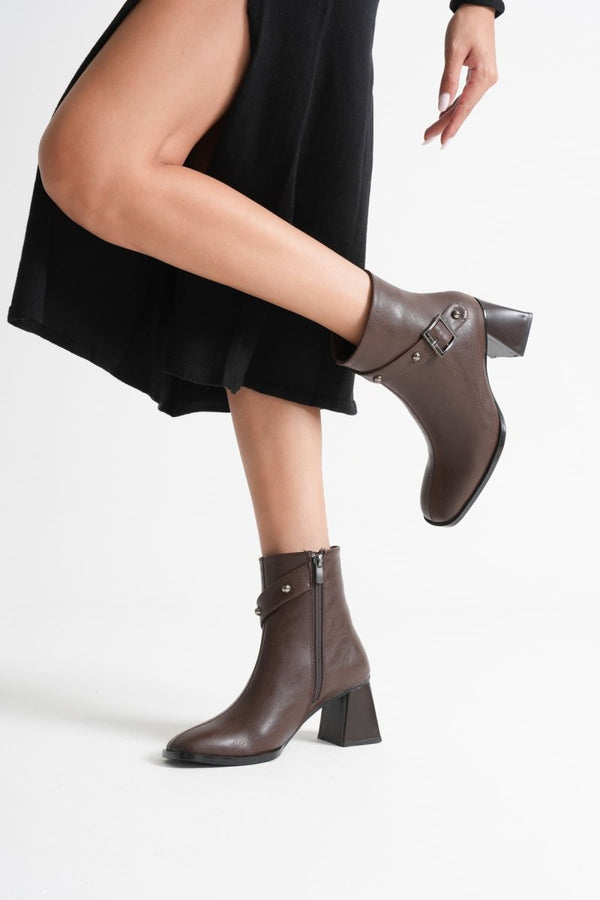 Scarpax Vera Kadın Acı Kahve Topuklu Bot