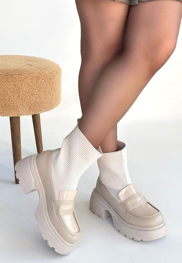 Scarpax Wanye Bej Cilt Cilt Streçli Bot