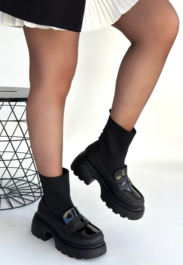 Scarpax Wanye Siyah Cilt Cilt Streçli Bot