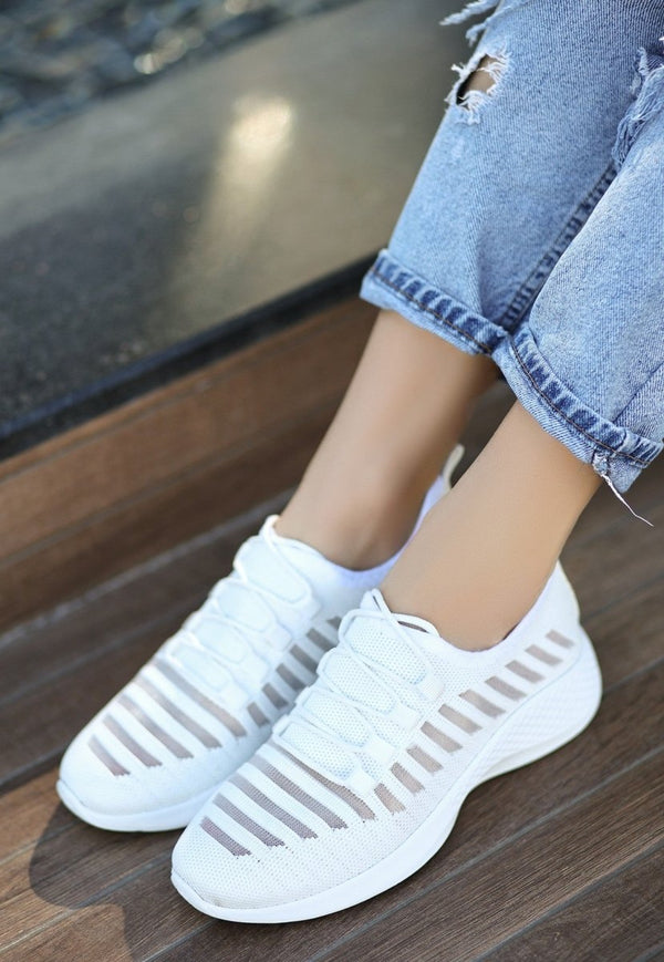 Scarpax Wina Beyaz Triko Spor Ayakkabı