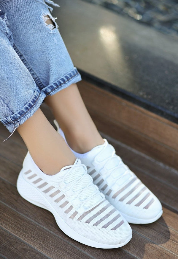 Scarpax Wina Beyaz Triko Spor Ayakkabı