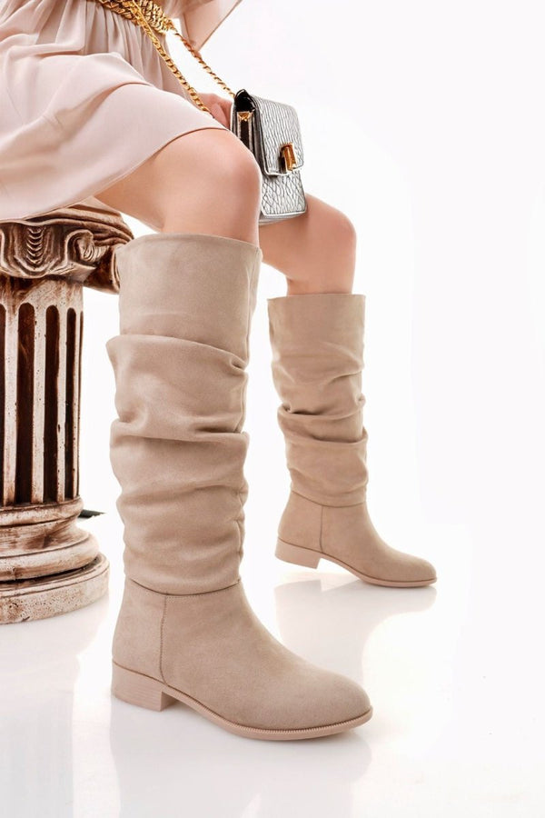 Scarpax Winda Bej Süet Körüklü Çizme