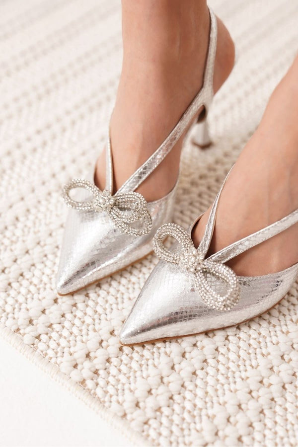 Scarpax Wines Kadın Gümüş Topuklu Ayakkabı