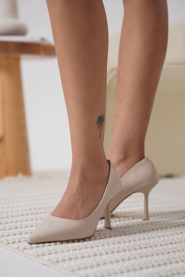 Scarpax Zelena Kadın Mat Bej Stiletto - SCARPAX