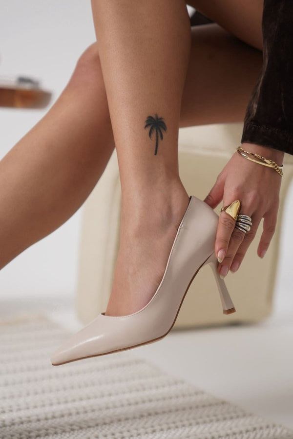 Scarpax Zelena Kadın Mat Bej Stiletto