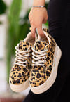Scarpax Leopar Süet Spor Ayakkabı - Ortopedik Gizli Topuklu, 8 Cm Topuk Boyu