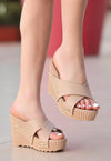 Scarpax Aless Nude Cilt Dolgu Topuk Terlik - SCARPAX