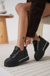Scarpax Alice Kadın Siyah Tabanlı Siyah Gizli Topuklu Sneaker