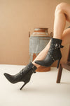 Scarpax Atye Siyah Cilt Topuklu Bot