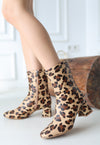 Scarpax Birta Leopar Cilt Streç Topuklu Bot - SCARPAX