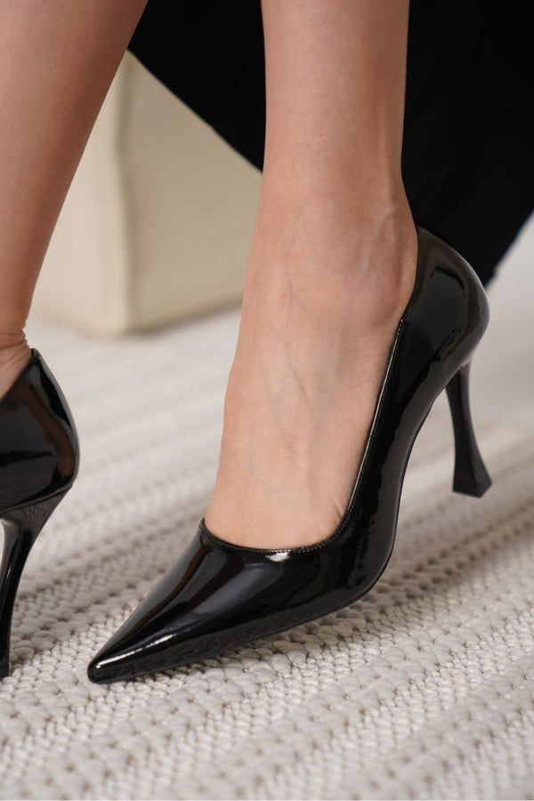 Scarpax Blade Siyah Rugan Kadın Stiletto