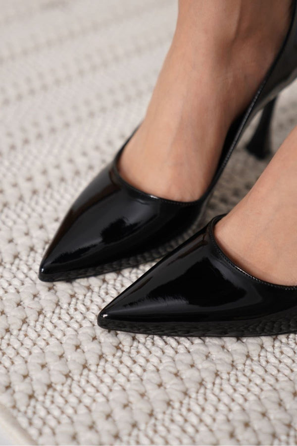 Scarpax Blade Siyah Rugan Kadın Stiletto