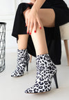 Scarpax Blan Zebra Saten Topuklu Bot - SCARPAX