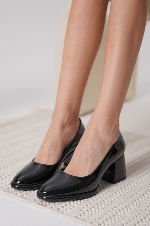 Scarpax Candie Siyah Rugan Kadın Stiletto