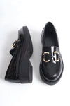 Scarpax Caro Rugan Siyah Gold Tokalı Kadın Loafer - SCARPAX
