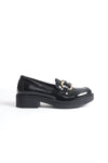 Scarpax Caro Rugan Siyah Gold Tokalı Kadın Loafer