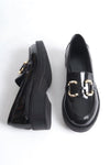 Scarpax Caro Rugan Siyah Gold Tokalı Kadın Loafer