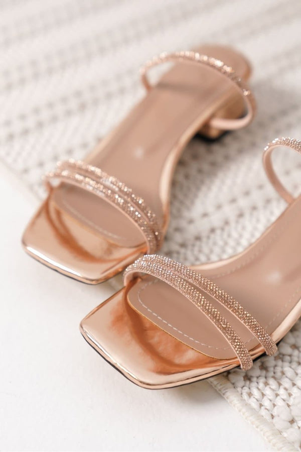 Scarpax Emma Kadın Kalın Topuklu Rose Gold Terlik