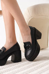 Scarpax Felice Siyah Gümüş Tokalı Kadın Loafer