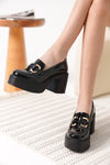 Scarpax Felice Siyah Rugan Gold Tokalı Kadın Loafer - SCARPAX