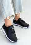 Scarpax Finna Siyah Cilt Bağcıklı Spor Ayakkabı