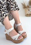 Scarpax Kenja Bej Cilt Dolgu Topuk Sandalet - SCARPAX