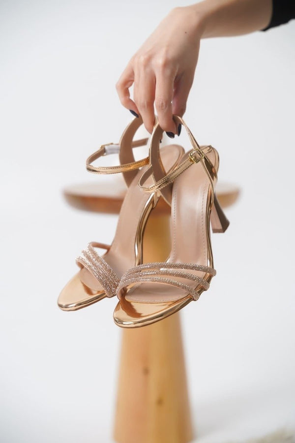 Scarpax Lilia Kadın Rose Gold Taşlı Sandalet