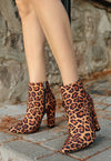 Scarpax Loora Leopar Saten Topuklu Bot - SCARPAX