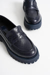 Scarpax Noir Kadın Günlük Lacivert Kroko Loafer Ayakkabı