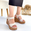 Scarpax Riboy Bej Cilt Dolgu Topuk Sandalet - SCARPAX