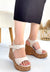 Scarpax Riboy Bej Cilt Dolgu Topuk Sandalet - SCARPAX