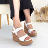 Scarpax Riboy Beyaz Cilt Dolgu Topuk Sandalet - SCARPAX