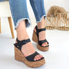 Scarpax Riboy Siyah Cilt Dolgu Topuk Sandalet - SCARPAX