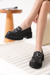 Scarpax Terry Cilt Siyah Kadın Loafer - SCARPAX