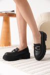 Scarpax Terry Cilt Siyah Kadın Loafer - SCARPAX